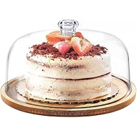 MEETOZ Cake Stand with Glass Dome,Cake Tray with Clear Glass cover,for Cake Fruit Display Server Tray for Kitchen, Birthday, Wedding, Event, Pies, Appetizer - 29CM