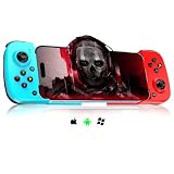 Manette de jeu sans fil pour iPhone/iPad/iOS/Android/Samsung/PC, avec bouton arri�re, extensible, Bluetooth 5.0 � faible latence, lecture directe pour CODM, Diablo Immortal bleu et rouge