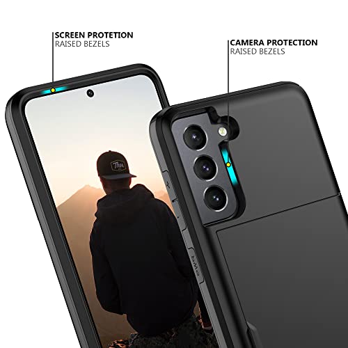 Nvollnoe Capa para Samsung S21 FE com suporte de cartão de camada dupla protetora resistente para Ga