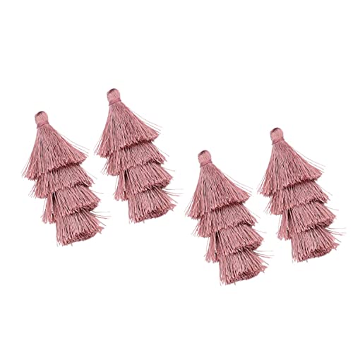 Coheali 8 Pcs Pink Earring Cotton Jewelrydeep Tassel Layered Tassels Keychain Accessory Eardrop Long Craft Tree Mini Bohemian Deep Christmas Hanging Diy Tier Layer Earrings For Four #TOP2