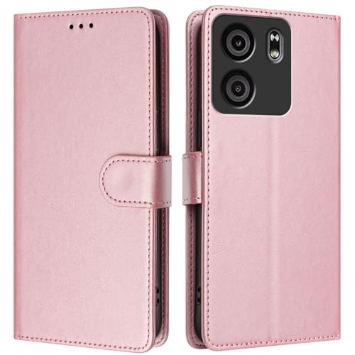 LMFULM® Hülle für BLU View 5 (6,56 Zoll) PU Leder Hülle Brieftasche Lederhülle Magnetverschluss Handytasche Stand Ledertasche Flip Cover Holster Roségold