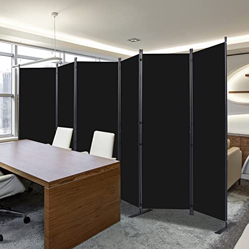 CHOSENM Room Divider, 6 Panel Folding Privacy Screens with Wider Support Feet, 6 Ft Portable Room Partition for Room Separator, 132" W X 71" H, Black - Thumbnail 6