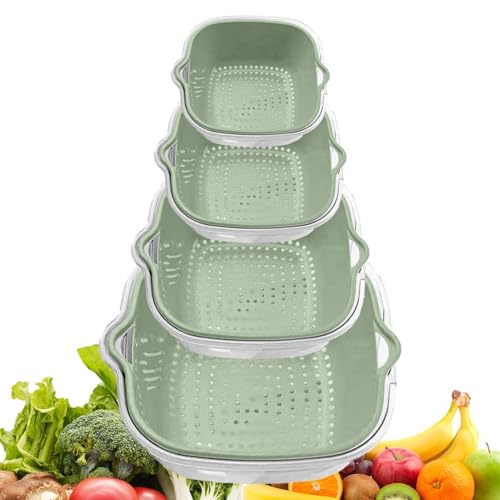 Juego De Colador, Escurridor De Ensalada De Lavado De Verduras, Coladores De Alimentos Más Limpios, Colador De Pastas Y Arroz, Gadget De Cocina De 2 Niveles, Colador De Cocina Espesado, Herramientas