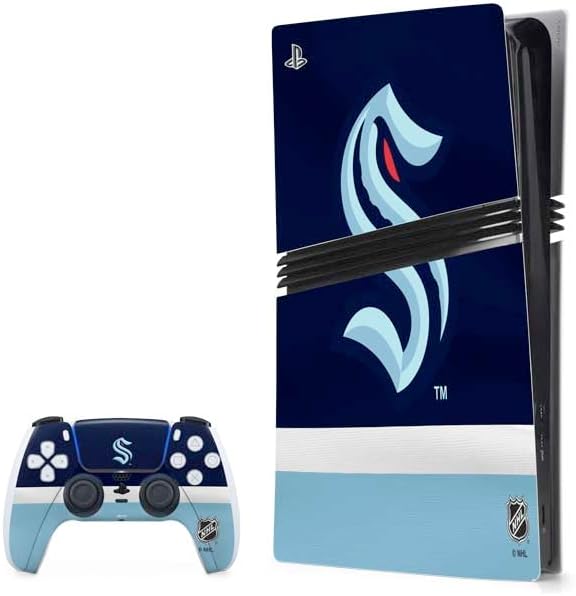 Skinit Decal Gaming Skin Compatible with PS5 Pro Bundle - Officially Licensed NHL Seattle Kraken Script Design