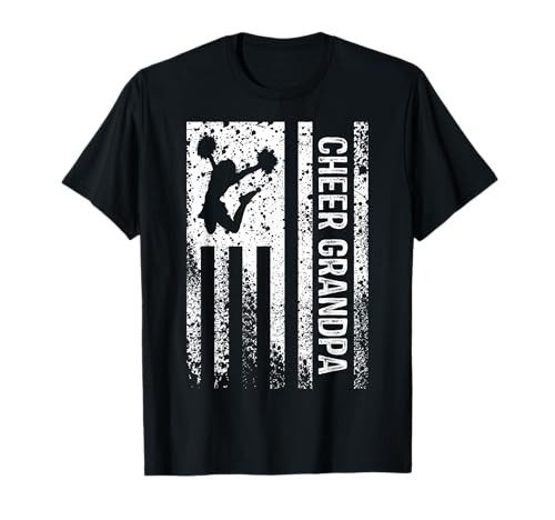 Cheer Grandpa Vintage American Flag Cheerleader Squad T-Shirt
