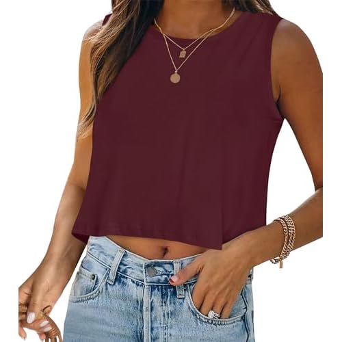Crop Tops for Women Tank Summer Casual Sleeveless Loose Fit Basic Shirts 2026