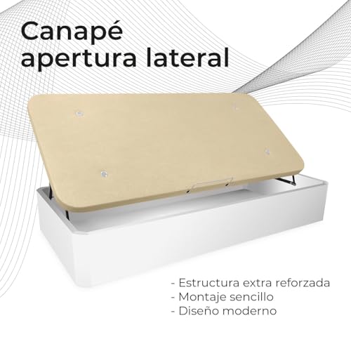 Miniatura 5 de Somnia Descanso - Canapé Abatible Apertura Lateral De Madera Con Gran Capacidad, Espacioso, Transpirable Y Resistente, Esquinas Redondeadas, 105 X 190, Blanco