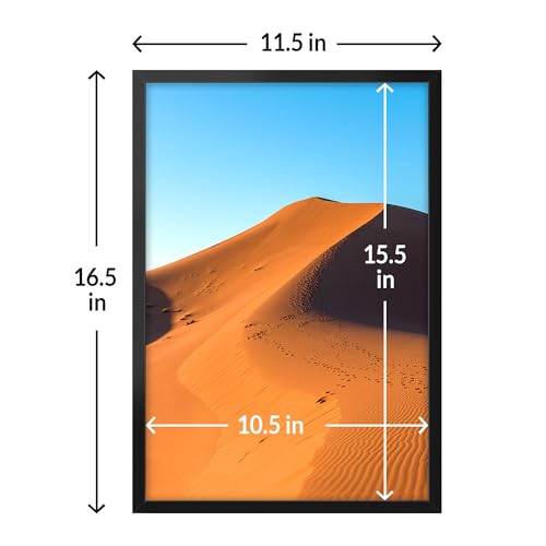 LaVie Home 11x16 Picture Frame for Wall Display, 11x16 Black Picture Frame with HD Plexiglas, 11 x 16 Frame 1 Pack, Display Frame for Vertical or Horizontal, Classic Collection