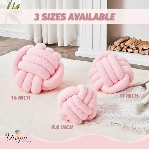 Image of Uvvyui Knot Pillow Ball, Soft Home Decorative Pillows, Round Throw Pillow, Handmade Knotted Plush Pillow, Round Boucle Pillow Cushion (8.6 Inches Pink)