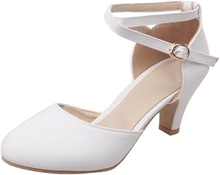 Geschlossen Pumps mit Kleiner Absatz und Riemchen Damen Schuhe