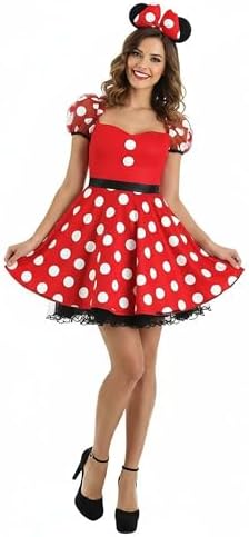 Women's Minnie Mouse Polka Dot Costume | Dress and Headband for A...