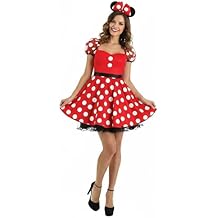 Womens Minnie Mouse Polka Dot Costume | Dress and Headband for Adults Disney Halloween Party Outfit
