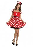 Women's Minnie Mouse Polka Dot Costume | Dress and Headband for Adults Disney Halloween Party Outfit X-Large