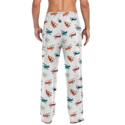 Laprad Men's Pajama Pants Lounge Comfy Pjs Bottoms Colorful Airplane Soft Sleep Pant with Pockets3