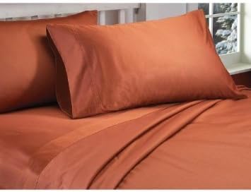 LaxLinen Super Soft Quality 100% Egyptian Cotton 6 PCs Sheet Set 21" Inch Extra Deep Pocket Twin/Single Bed Size, Brick Red Solid 400-Thread Count