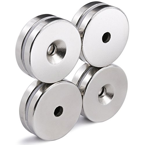 Lovimag 1.26 Inch X 0.2 Inch Neodymium Disc Countersunk Hole Magnets. Strong Permanent Rare Earth Magnets With Screws - Pack Of 8 #TOP1