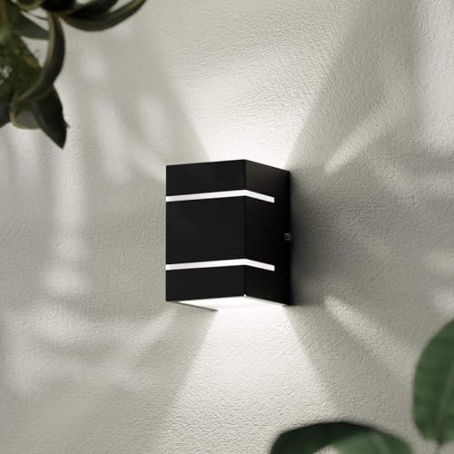 Arandela Moderna Externa Luminária de Parede Muro + Led MF161 (Preto (Branco Frio))
