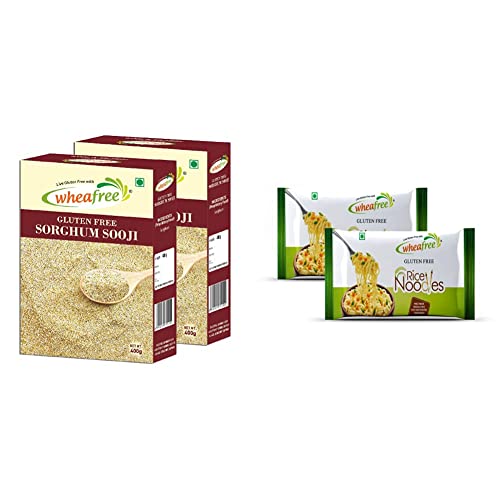 Image of Wheafree Gluten Free Sorghum Sooji (Pack of 2 x 400g Each) & Wheafree Rice Noodles - Pack of 2 (200g Each)