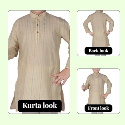 Pro-Ethic Style Developer Kid's Indian Traditional Cotton Kurta Sets For Boys | Pack Of 1 (Beige, 9-10 Years) by Pro-Ethic Style Developer - Image 2
