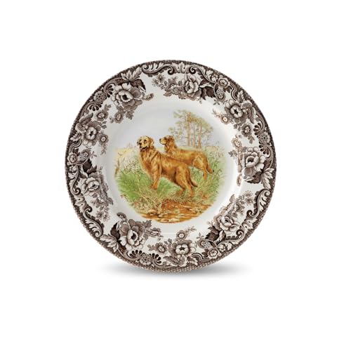 Spode Woodland Hunting Dogs Golden Retriever Salad Plate - 8
