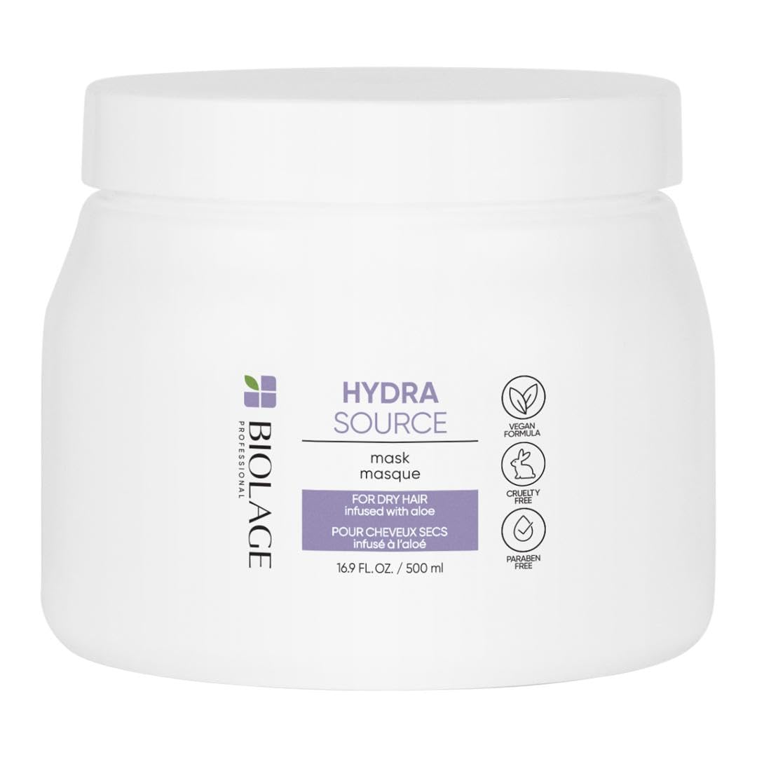 Biolage Hydra Source Mask | Revives Dry Strands For Increased Hair Shine & Manageability | For Dry Hair | Paraben-Free | Vegan | 16.9 Fl. Oz Biolage Hydra Source Mask | Revives Dry Strands For Increased Hair Shine & Manageability | For Dry Hair | Paraben-Free | Vegan | 16.9 Fl. Oz