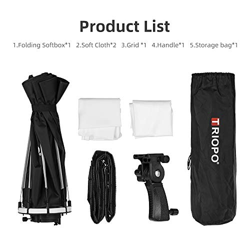 Triopo Ks55 Portable Softbox 21.6In / 55Cm Speedlite Octagon Umbrella Softbox With Honeycomb Grid Outdoor Flash Softbox For Godox Tt600 Tt685 Tt685Ii V860 V860Ii Yongnuo Neewer Flash (Ks55) #TOP3