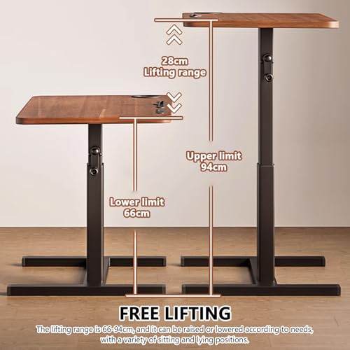 Table mobile réglable bureau portable stable avec roulettes pour lit - 5