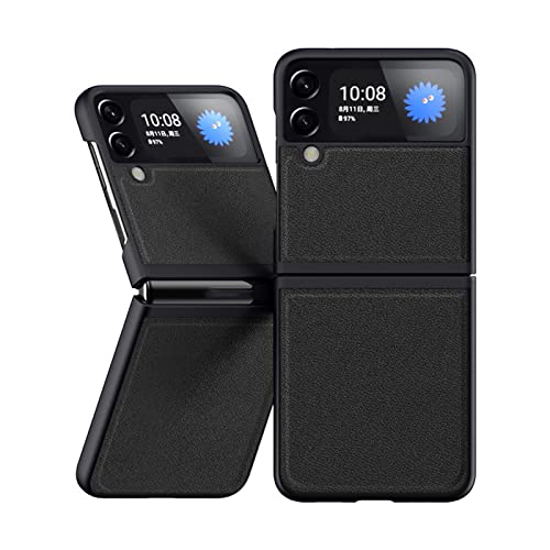 YAGELANG Capa para Samsung Galaxy Z Flip 4, capa protetora de couro genuíno minimalista leve e fina