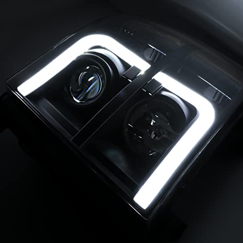 M-Auto Projector L Tube Bar Headlights Compatible With 07 08 09 10 11 12 13 Chevy Silverado 1500/07-14 Silverado 2500 3500 & Hd Models, L+R Pair Head Light Lamp Assembly #TOP4