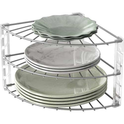 Simple Houseware 3-Tier Counter Corner Shelf Organizer, Silver