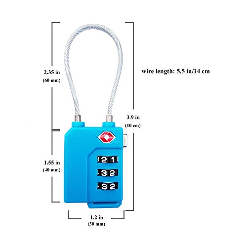 Tsa Lock Security 3 Digit Combination Suitcase Luggage Bag Code Lock Padlock (Blue-4-Pack) #TOP1