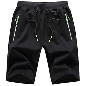 JustSun Mens Shorts Summer Casual Joggers Stretch Shorts Elasticated Waist with Zip Pockets
