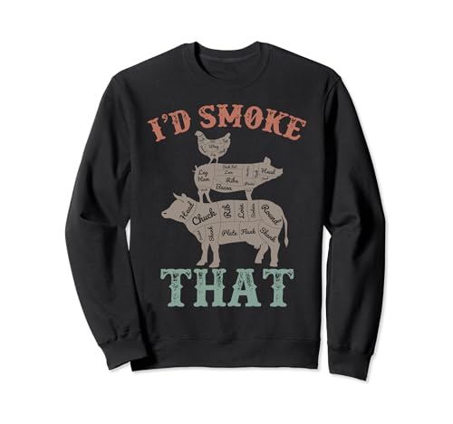 Funny Retro BBQ Party Smoker Chef Dad - I'd Smoke That Sudadera