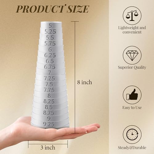 HappyAlley Professional Bracelet Sizer Mandrel, 3D Printed Plastic Bracelet Measuring Tool with 5-9.5\" Markings, Essential for Jewelry Makers, Retailers, DIY Crafters and Sizing at Home(Grey)