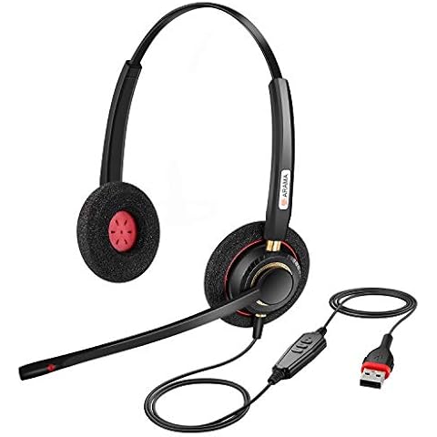 Arama USB Headset with Microphone Noise Cancelling PC Headphone in-line Controls Lightweight Computer Headset for Skype Computer SoftPhone, Call Center Clear Chat, Ultra Comfort Cover