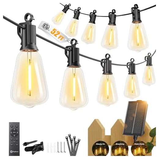 Solar String Patio Lights - 52ft, 15 LED bulbs, 1 Solar Panel