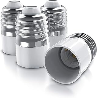 محول مقبس مصباح E27 إلى مقبس E14 × 4- محول - حامل مصباح - محول مقبس مصباح لمصابيح الهالوجين إضاءة ليد/ المصابيح الموفرة للطاقة