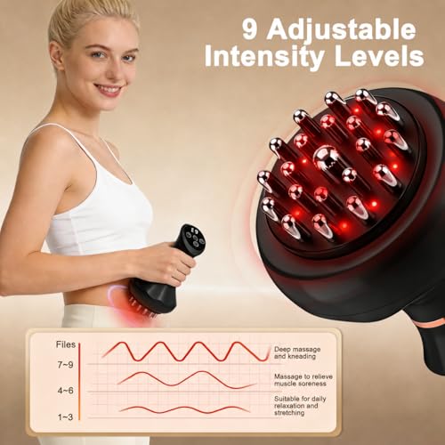 Image of Lymphatic Drainage Massager, 5-in-1 Anti Cellulite Massage Tool,Reduce the Appearance of Cellulite & Stretch Marks, Microcurrent, Red Light, Heat & Vibration, Suitable for Full-Body,Matte Black