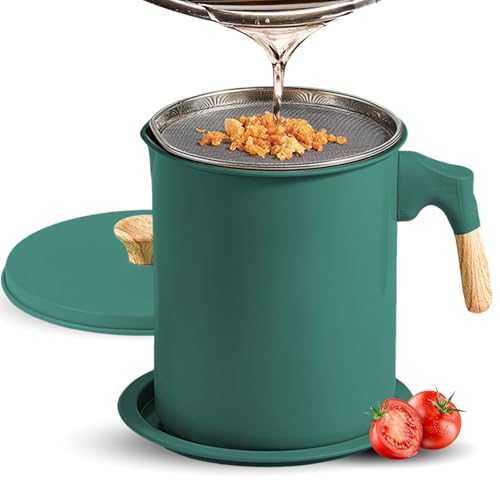 Contenedor De Grasa De Tocino Con Colador, Colador De Aceite De 47 Oz/1,4 L, Recipiente De Almacenamiento De Aceite Para Cocina, Filtro De Suministros De Almacenamiento De Aceite(Verde oscuro)