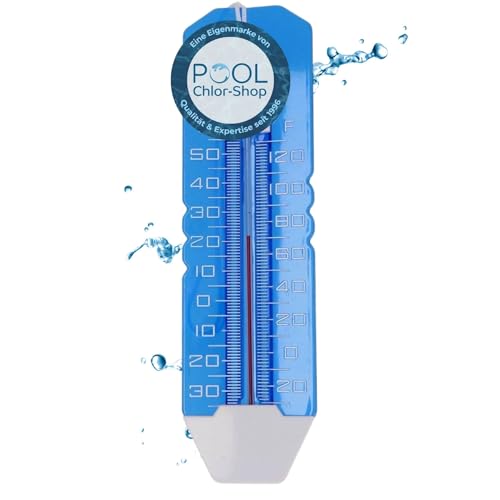 Duraol Pool Thermometer Jumbo I hochwertiges Wasserthermometer für Pool/Badewanne/Teich & Schwimmbad I Badewasser Thermometer mit Befestigungsschnur I Analoger Wassertemperaturmesser