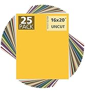Mat Board Center, Pack of 25 16x20 Uncut Mat Boards - Assorted Colors - White Core - for Frames, ...