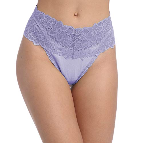 Wkfiinm Pack 6 High Waisted Lace Thong For Women Cotton Underwear Plus Size High Rise Retro Tummy Control Thongs Panties #TOP1