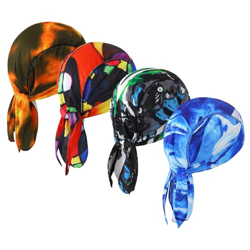 Image of DOCILA 4 Pcs Do Rags Skull Caps for Men Bandana Hat Helmet Liner Beanie