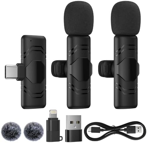 Mini Micrófono Inalámbrico Solapa para iPhone,Android,iPad,2 Pack...