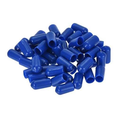 uxcell 50pcs Rubber End Caps 7mm ID Vinyl Round Tube Bolt Cap Cover Screw Thread Protectors Blue, 0.28 inch