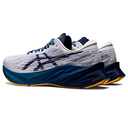 Asics Men's Novablast 3 Running Shoes, 11.5, White/Deep Ocean #TOP2