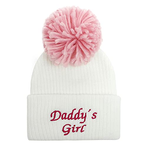 Bonvince Infant Toddler Winter Hat Warm Knitted Baby Winter Hats Boys Girls Beanie Cap Daddy's Girl White M