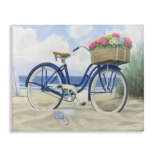 Stupell Industries 'Beach Bike with Flower Basket'| Canvas Art by Stupell Industries - Used condition - US$23.41