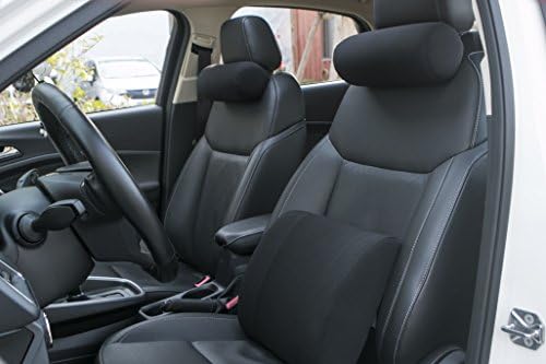 Alibo Memory Foam Car Neck Back Pillow With Adjustable Strap Soft Auto Cervical Round Roll Airplane Travel Bolster Headrest Supports Cushion Pad Black 1 Piece