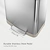 EKO Hudson Matte Stainless 75 Liter/20 Gallon Step Trash Can with Rear Trash Bag Storage Compartment